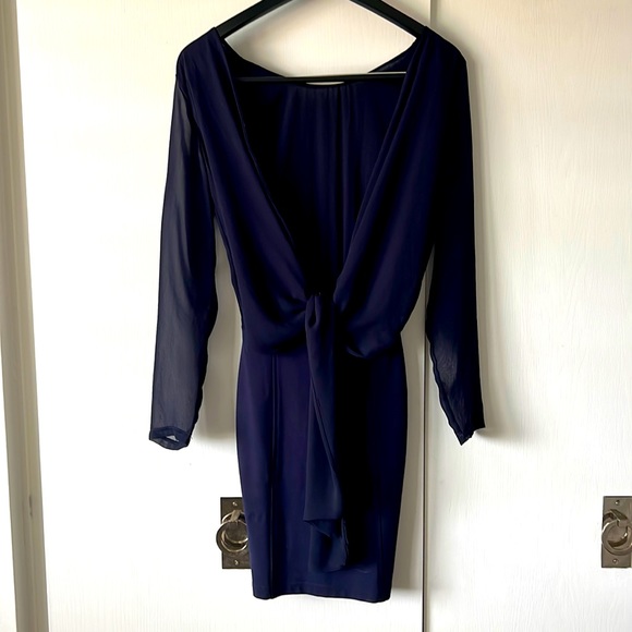 Bec & Bridge Dresses & Skirts - Bec & Bridge Long Sleeved, Open Back, Navy Dress